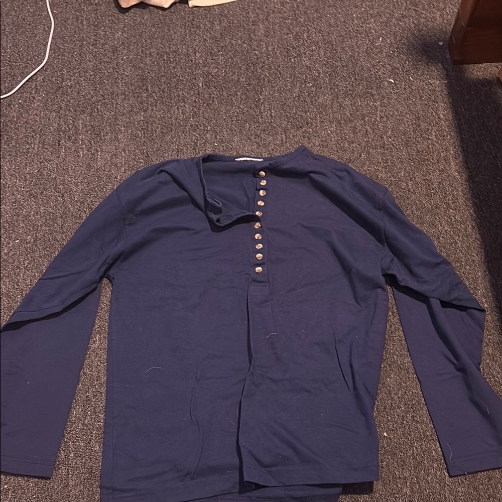 Navy Long Sleeve Henley Shirt